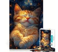 Puzzle da 1000 pezzi "Gattino addormentato nello spazio" per adolescenti, ideale per stimolare la memoria, calmare la mente e creare un'opera d'arte nitida e da collezione 38x26cm