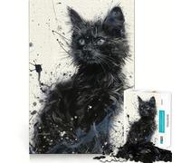 Puzzle da 1000 pezzi "Gattino che osserva le stelle" per adulti, gioco intelligente per interni, taglio liscio, Babbo Natale, scegli 50x75cm