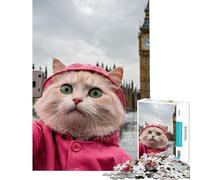 Puzzle da 1000 pezzi "Gatto a Londra che si fa un selfie" - Gioco educativo e coinvolgente per coltivare la pazienza l'arte l'analisi e la logica (Dimensioni 50x75cm)