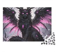 Puzzle da 1000 pezzi "Gatto Angelo Oscuro" con creatura lupo fantasy oscura, per adulti dai 12 anni in su, gioco educativo, decorazione per la casa, sfida ad alta difficoltà, 52x38 cm.