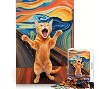 Puzzle da 1000 pezzi "Gatto Arancione L'Urlo" per Adolescenti, Rafforza la Memoria, Momenti di Pace, Qualità, Bordo, Regalo Classico (50x75cm)