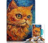 Puzzle da 1000 pezzi "Gatto arancione" per adulti e adolescenti, sfida difficile antistress, migliora l'amore tra coppie, 38x26cm