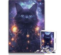 Puzzle da 1000 pezzi "Gatto Arcano con Luci Cosmiche" per adulti e adolescenti, gioco creativo di risoluzione dei problemi, idea regalo memorabile e sentita, dimensioni 38x26cm