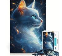 Puzzle da 1000 pezzi "Gatto Bianco Mistico" per adulti, gioco di logica, rilassante e divertente, ideale come regalo di Babbo Natale (38x26cm)