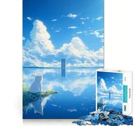 Puzzle da 1000 pezzi "Gatto Bianco nel Lago" per adulti,gioco di abilità mentale,taglio laser per un incastro perfetto,attività gratificante per le giornate di pioggia (38x52cm)