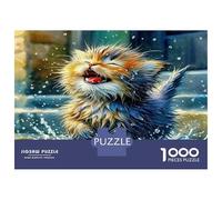 Puzzle da 1000 Pezzi Gatto Carino - Gatto Bagnato nella Pioggia, per Tutta la Famiglia, 52x38cm/1000pezzi