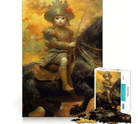 Puzzle da 1000 pezzi Gatto cavalca uno stalloneGioco di precisione,divertente e stimolante per la menteGioco tranquillo,ideale come regalo di compleanno(38x26cm)