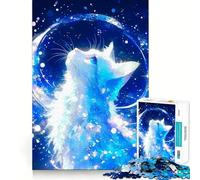 Puzzle da 1000 pezzi "Gatto celeste che guarda la luna" con taglio preciso,gioco di logica e pensiero creativo,attività rilassante per il compleanno (38x52cm)
