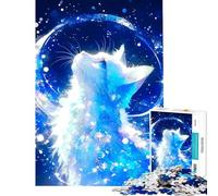 Puzzle da 1000 pezzi - Gatto celeste che guarda la luna Difficile e stimolante ma divertente e umoristico Gioco impossibile per ragazzi dai 14 anni in su (38x26cm)