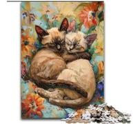 Puzzle da 1000 pezzi "Gatto che dorme tra i fiori", puzzle per adulti, gioco di attività per famiglie, decorazione da parete per la casa (dimensioni 50x75cm)