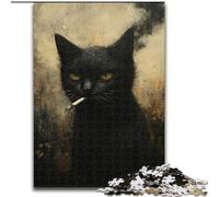 Puzzle da 1000 pezzi "Gatto che fuma", analisi e logica con pezzi completamente interconnessi e di forma casuale, per bambini dai 14 anni in su (dimensioni 50x75cm)