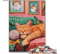Puzzle da 1000 pezzi Gatto che gioca con un gomitolo di lana con gioco interattivo per famiglie, bambini dai 14 anni in su (dimensioni 26x38cm)