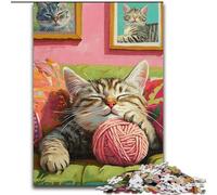 Puzzle da 1000 pezzi "Gatto che gioca con un gomitolo di lana" Puzzle da 1000 pezzi stimolante e divertente, attività per famiglie (dimensioni 26x38cm)