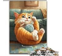 Puzzle da 1000 pezzi "Gatto che gioca con un gomitolo di lana", puzzle impegnativo 26X38cm, attività educativa per le abilità cognitive, miglioramento delle abilità cognitive