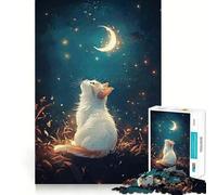 Puzzle da 1000 pezzi "Gatto che guarda la luna" Taglio preciso Divertente sfida mentale Gioco per il relax Gioco artistico per compleanni (38x26cm)