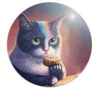 Puzzle da 1000 pezzi "Gatto che mangia biscotti", in cartone, per adolescenti e ragazzi, ideale come regalo di compleanno e di festa, 67,5x67,5 cm.
