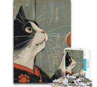 Puzzle da 1000 pezzi Gatto che mangia Onigiri Rompicapo Giochi per famiglie Modello di assemblaggio Regalo per compleanni 50x75cm (1000 pezzi)