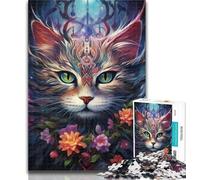 Puzzle da 1000 pezzi Gatto colorato con grandi occhi Puzzle da 1000 pezzi per adulti e adolescenti, allena il cervello e le mani Regali per amici e familiari 26x38cm