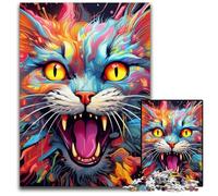 Puzzle da 1000 pezzi "Gatto colorato", puzzle impossibile per adulti, ideale per adolescenti e collezionisti, regalo da viaggio, attività per famiglie, 26X38CM/10,23x14,96 pollici.