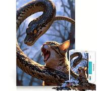 Puzzle da 1000 pezzi Gatto contro Serpente Taglio preciso Divertente gioco di abilità mentale Gioco per il tempo libero Regalo festivo (50x75cm)