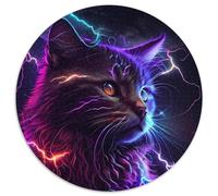Puzzle da 1000 pezzi "Gatto Cosmico Fulmine" con intelligenza artificiale, regalo, puzzle rotondo da 1000 pezzi, attività divertenti a casa, regalo di compleanno, regali da viaggio (67,5x67,5cm)