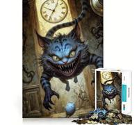 Puzzle da 1000 pezzi Gatto del Cheshire Dark Fantasy Premium Cut Gioco creativo per stimolare la mente Pace Divertimento Natale Decorazione da parete (38x26cm)