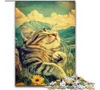 Puzzle da 1000 pezzi "Gatto della fattoria", giochi divertenti per tutta la famiglia, attività divertenti da fare a casa, regalo di compleanno, regali da viaggio (50x75cm)