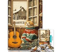Puzzle da 1000 pezzi "Gatto d'inverno" per adolescenti e adulti, antistress, sfida difficile, decorazioni e regali unici per la casa, 38x26cm