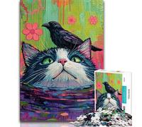 Puzzle da 1000 pezzi "Gatto e Corvo" per adulti, regalo, giocattolo educativo intellettuale decomprimente, decorazione perfetta, 38x26cm