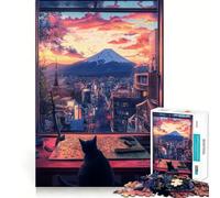 Puzzle da 1000 pezzi "Gatto e paesaggio urbano",pezzi ben definiti,gioco per lo sviluppo delle capacità cognitive,ideale per momenti di relax e divertimento,perfetto per l'esposizione natalizia