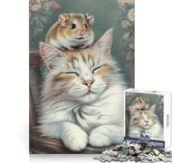 Puzzle da 1000 pezzi "Gatto e Topo per la nanna" per adulti e ragazzi Ideale per stimolare la mente, favorire il relax, con bordi definiti e un tocco di magia natalizia (50x75cm)