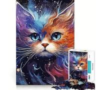 Puzzle da 1000 pezzi Gatto Galassia Incastro perfetto Arte Stimolante per la mente Gioco per il riposo Decorazione natalizia da parete (50x75cm)