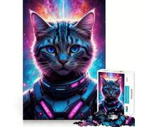 Puzzle da 1000 pezzi Gatto Gatti Neon Gamer Premium Taglio Gioco Esercizio Mentale Giocattolo Pace Divertimento Tempo Compleanno Regalo Divertente (38x26cm)