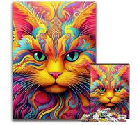 Puzzle da 1000 pezzi "Gatto giallo" per adulti, ideale per gli innamorati, perfetto regalo di Natale, Capodanno e San Valentino, 50x75CM/19,68x29,52 pollici.