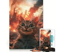 Puzzle da 1000 pezzi "Gatto in città apocalittica" - Incastro perfetto - Gioco di sfida artistica e mentale - Divertimento per il tempo libero - Regalo di compleanno (50x75cm)