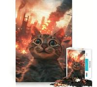 Puzzle da 1000 pezzi "Gatto in città apocalittica" - Incastro perfetto - Gioco di sfida artistica e mentale - Divertimento per il tempo libero - Regalo di compleanno (38x52cm)