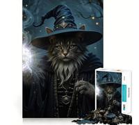 Puzzle da 1000 pezzi Gatto Mago che Lancia un Incantesimo Taglio Preciso Gioco Creativo per la Mente Gioco Rilassante Regalo di Compleanno Hobby (50x75cm)