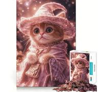 Puzzle da 1000 pezzi "Gatto mago rosa" per adulti,gioco di problem solving,taglio di qualità professionale,rilassante attività di gruppo al chiuso (50x75cm)