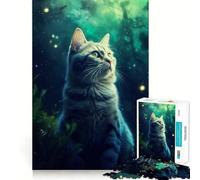 Puzzle da 1000 pezzi Gatto mistico luminoso notturno Incastro perfetto Gioco di abilità artistica Gioco di relax Regalo di Natale artistico (38x52cm)