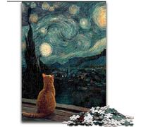 Puzzle da 1000 pezzi "Gatto nel cielo notturno" di Van Gogh, idea regalo per adolescenti, adatto a bambini dai 14 anni in su, ideale come regalo per tutta la famiglia (50x75cm)