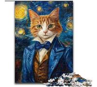 Puzzle da 1000 pezzi "Gatto nel cielo notturno" di Van Gogh per adulti e adolescenti, per ammazzare il tempo durante le vacanze e migliorare l'amore tra coppie (26x38cm)