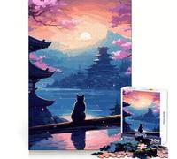Puzzle da 1000 pezzi "Gatto nella notte di luna" per adolescenti giapponesi, ideale per migliorare la memoria, favorire il relax e creare un'atmosfera magica Decorazione da parete 38x26cm