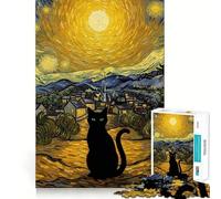 Puzzle da 1000 pezzi "Gatto nella notte stellata" per adulti, gioco stimolante per la mente, gioco di gruppo, dettagli nitidi, regalo delizioso 50x75cm