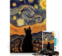 Puzzle da 1000 pezzi "Gatto nella notte stellata" per ragazzi, stimolante per la mente, ideale per il tempo libero, con bordi precisi e un regalo pensato con cura 38x52cm