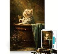 Puzzle da 1000 pezzi "Gatto nella vasca da bagno con champagne" - Taglio premium - Gioco di abilità e stimolazione mentale - Divertimento e pace - Regalo di compleanno (50x75cm)