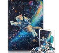 Puzzle da 1000 pezzi "Gatto nello spazio" per adulti e adolescenti, sfida difficile antistress, migliora l'amore tra coppie, 38x26cm