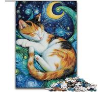 Puzzle da 1000 pezzi Gatto nero che dorme nel cielo notturno, puzzle da 1000 pezzi per rafforzare il legame familiare, feste e compleanni (dimensioni 26x38cm)