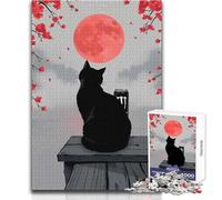 Puzzle da 1000 pezzi Gatto nero e Monster Energy Drink Giocattolo Gioco intellettuale Apprendimento Educativo Regalo per compleanni Dimensioni 38x52cm
