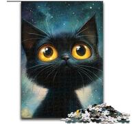 Puzzle da 1000 pezzi "Gatto nero in città", puzzle difficili per adulti, 26x38cm, rompicapo e decorazioni per la casa, regalo perfetto per le feste