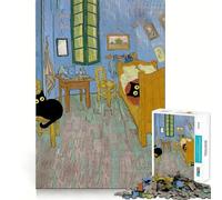Puzzle da 1000 pezzi GATTO NERO MONET Camera da letto Taglio accurato Opera d'arte,Gioco stimolante per la mente,Gioco facile da giocare,Regalo di compleanno per la mente 50x75cm